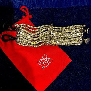 Uno De 50 Silver Plated Trivial Silver Multi-strand Beaded Bracelet